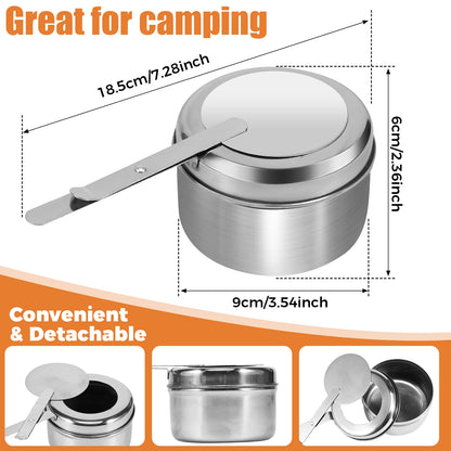6-Pcs Stainless Steel Chafing Fuel Holder with Safety Cover – Round Buffet Set
