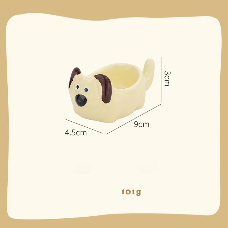 Cute Pet Cartoon Ceramic Gravy Boat – Japanese Style Rabbit & Dog Porcelain Dish