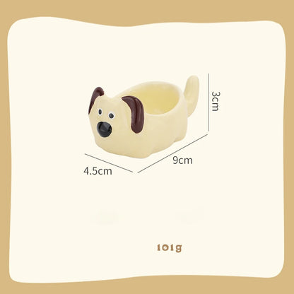 Cute Pet Cartoon Ceramic Gravy Boat – Japanese Style Rabbit & Dog Porcelain Dish