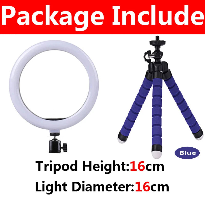 LED Selfie Ring Light with Mini Tripod & Remote | Round Dimmable Fill Lamp for TikTok, Makeup & Live Video