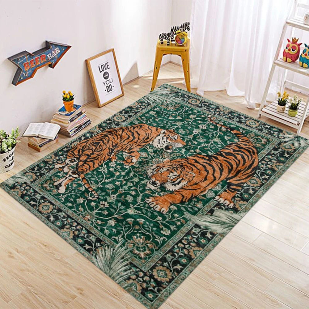 Modern Tiger Design Soft Non-Slip Rectangle Rug Washable Home Carpet