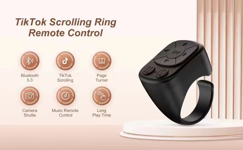 Bluetooth Scrolling Ring Remote – Magnetic Page‑Turner for TikTok, Reading & Video (iOS / Android)