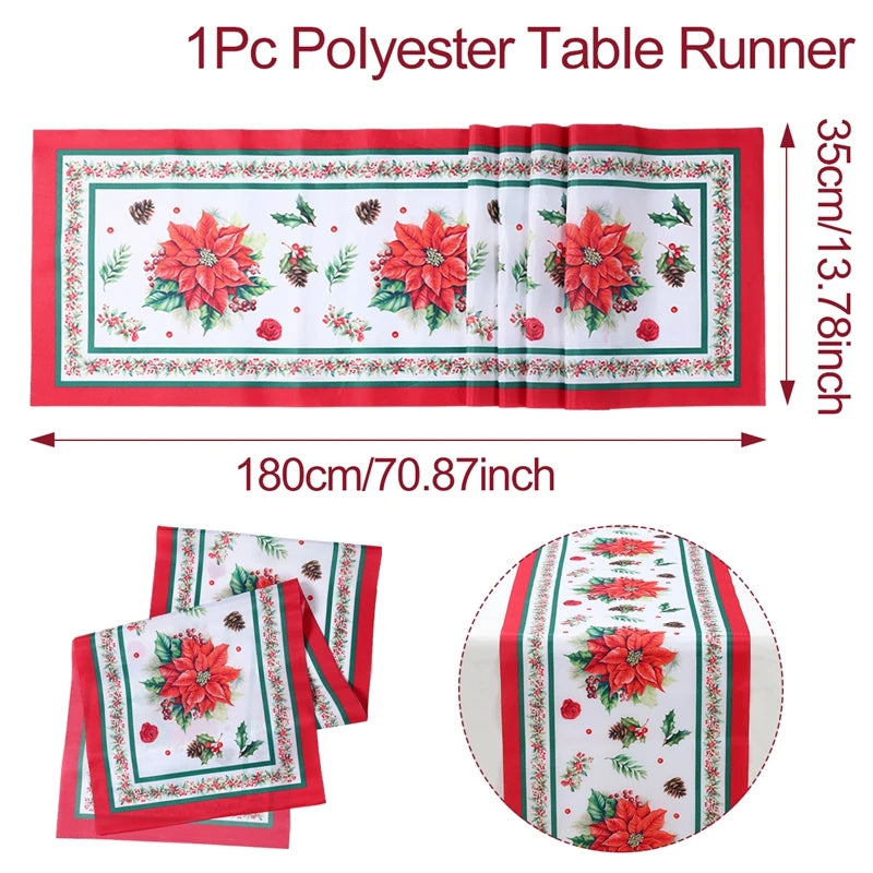 Christmas Table Runner Cloth – Merry Christmas Home Decoration Tablecloth Xmas Ornament