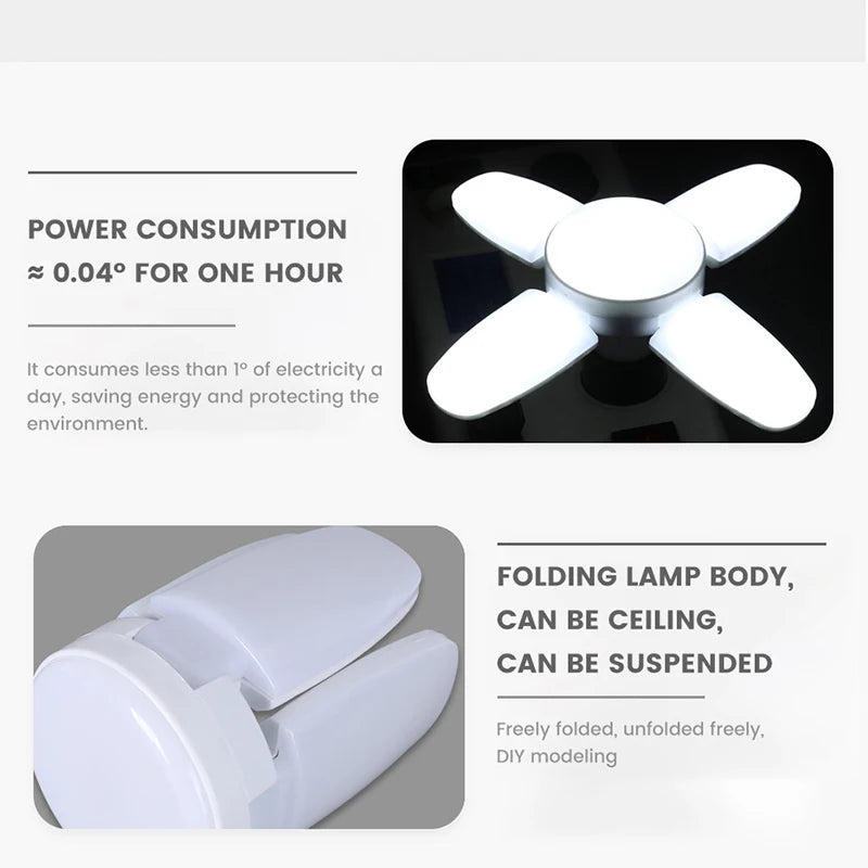 Fan Shape Foldable 28W E27 LED Bulb AC220V/110V White Light 6500K Bulb