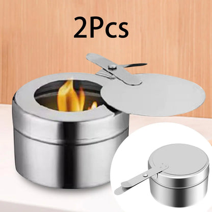 2-Piece Stainless Steel Chafing Fuel Holders with Cover – Buffet Warmer Fuel Canister Set