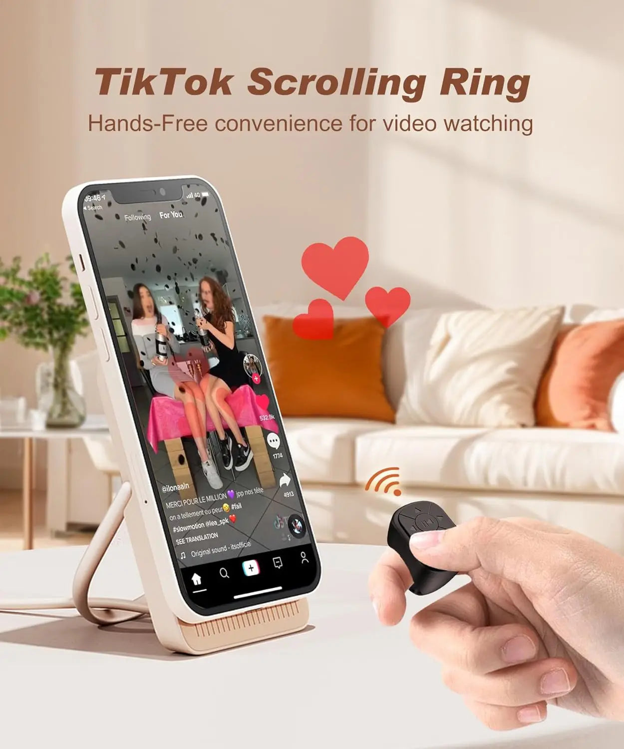 Bluetooth Scrolling Ring Remote – Magnetic Page‑Turner for TikTok, Reading & Video (iOS / Android)