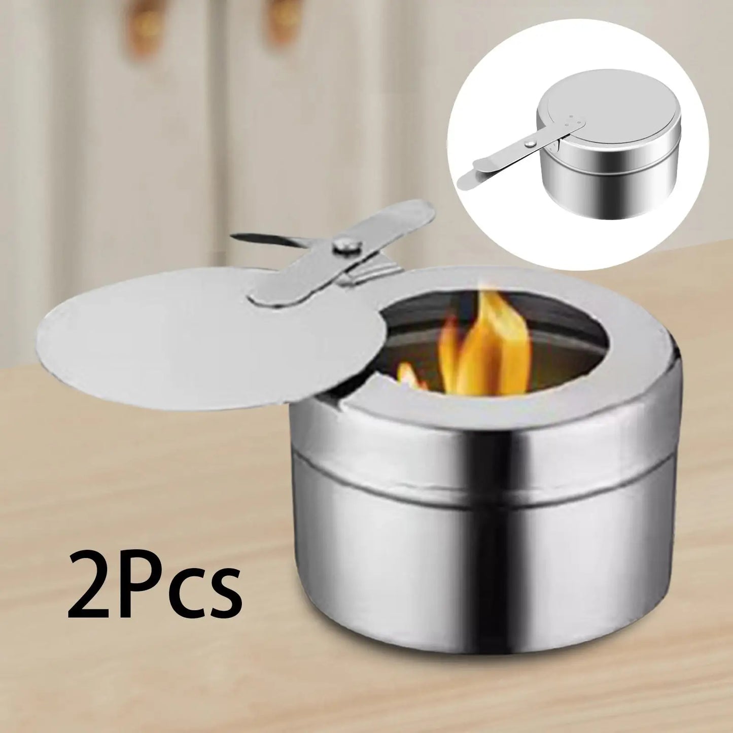 2-Piece Stainless Steel Chafing Fuel Holders with Cover – Buffet Warmer Fuel Canister Set