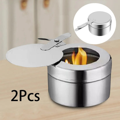 2-Piece Stainless Steel Chafing Fuel Holders with Cover – Buffet Warmer Fuel Canister Set