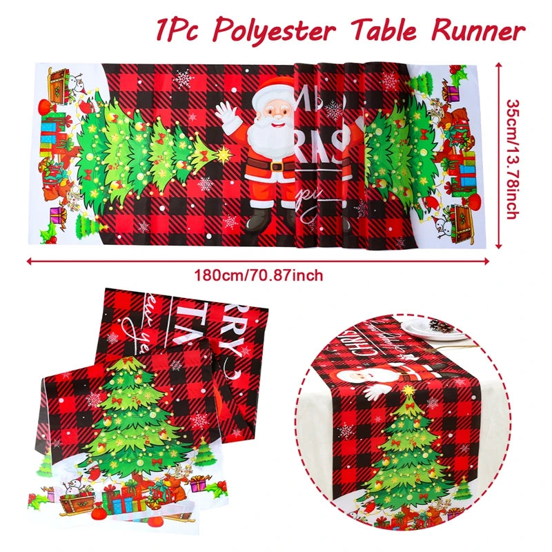 Christmas Table Runner Cloth – Merry Christmas Home Decoration Tablecloth Xmas Ornament