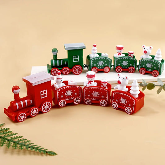 4‑Piece Christmas Plastic Train Ornament Set – Xmas Home Decoration & Kids Gift