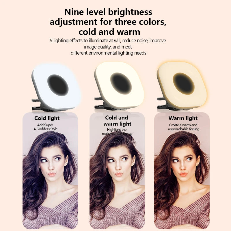 Portable Beauty Fill Light Pocket LED Selfie Light with Clip for Live Streaming & Photos