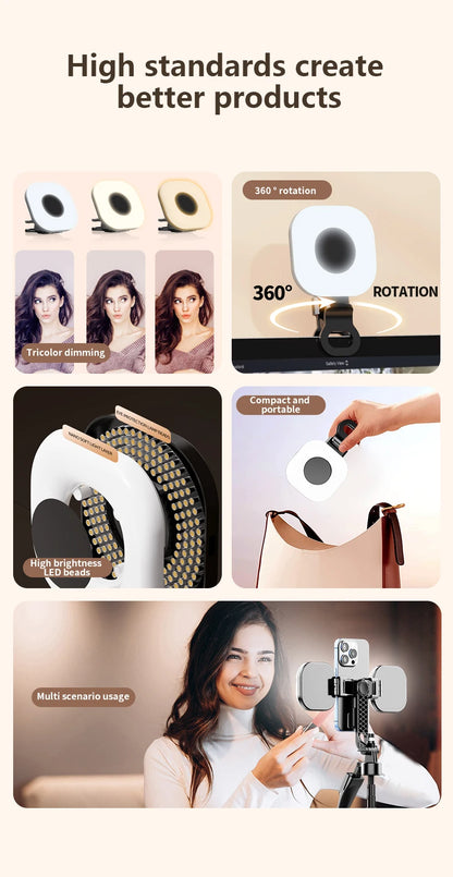Portable Beauty Fill Light Pocket LED Selfie Light with Clip for Live Streaming & Photos