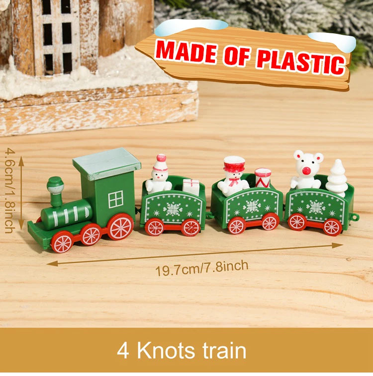 Christmas Wooden Train Set Holiday Decoration Santa Snowman Kids Gift Toy