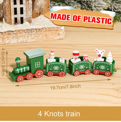 Christmas Wooden Train Set Holiday Decoration Santa Snowman Kids Gift Toy