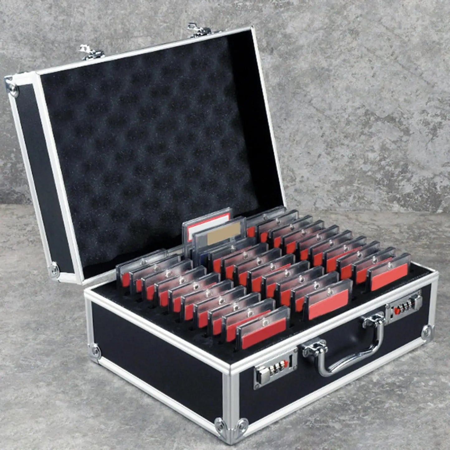Graded Card Storage Case with Combination Lock and Handle