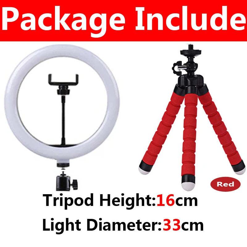 LED Selfie Ring Light with Mini Tripod & Remote | Round Dimmable Fill Lamp for TikTok, Makeup & Live Video