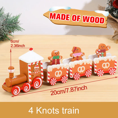 Christmas Wooden Train Set Holiday Decoration Santa Snowman Kids Gift Toy