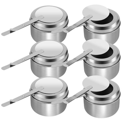 6-Pcs Stainless Steel Chafing Fuel Holder with Safety Cover – Round Buffet Set