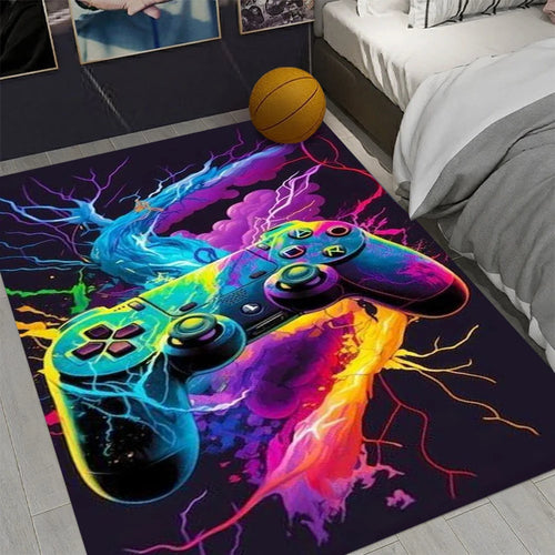 Modern Gaming Arcade Design Non-Slip Area Rug Rectangle Washable Home Carpet