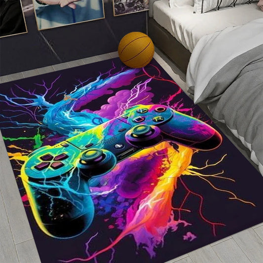 Modern Gaming Arcade Design Non-Slip Area Rug Rectangle Washable Home Carpet