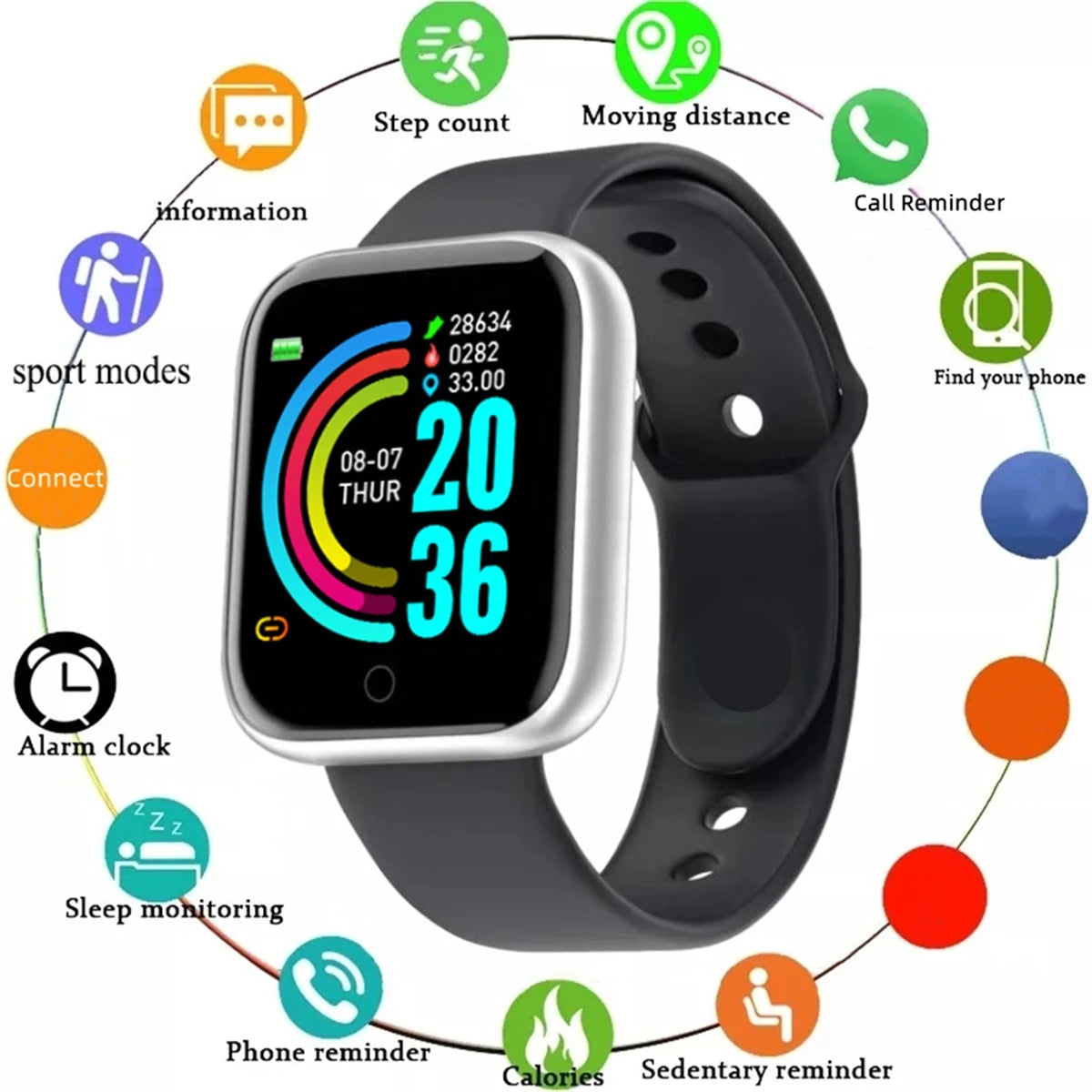 Men/Women Smart Watch Waterproof Sport Wristband Running Fitness Monitor
