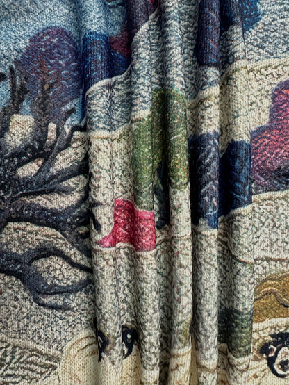 Women's Lightweight Sweater All-Over Pastoral Print with Sheep Long Sleeve Round Neck Pullover Casual Design