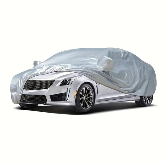 Outdoor Car Cover Silver Dacron – Universal Sedan, UV, Snow, Sun, Dust & Waterproof Protection