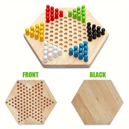 1 Set of Portable Wooden Chinese Jump Checkers - Fun Board Game Supplies for On-the-Go Entertainment