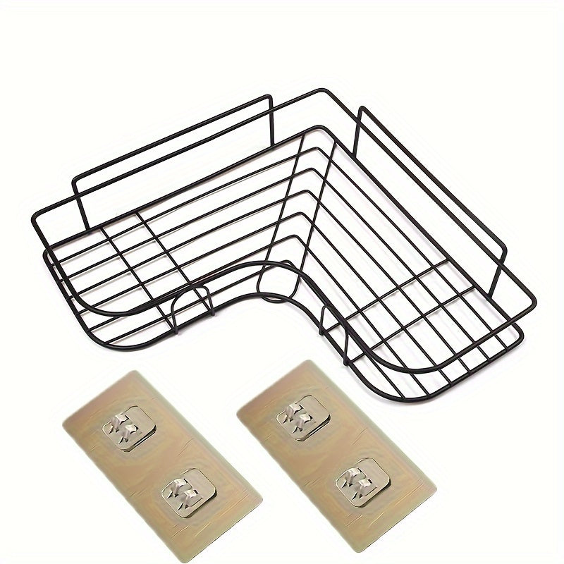 Wall Mounted Bathroom Storage Rack Corner Shower Shelf No-Drill Cast Iron