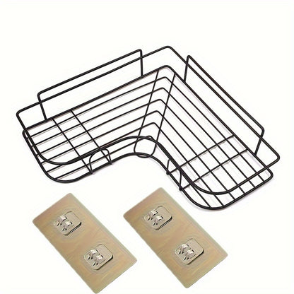 Wall Mounted Bathroom Storage Rack Corner Shower Shelf No-Drill Cast Iron
