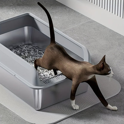 Large Stainless Steel Cat Litter Box with Scoop Metal Tray Suitable for Big Cats
