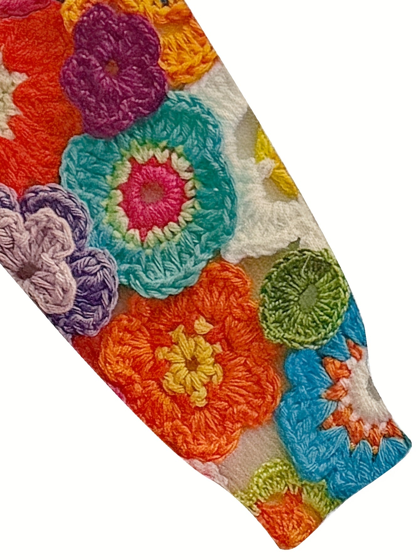 Women's Lightweight 3D Floral Print Sweater Ultra HD All-Over Multicolor Pattern Casual Crewneck Long Sleeve Top Trendy All-Season