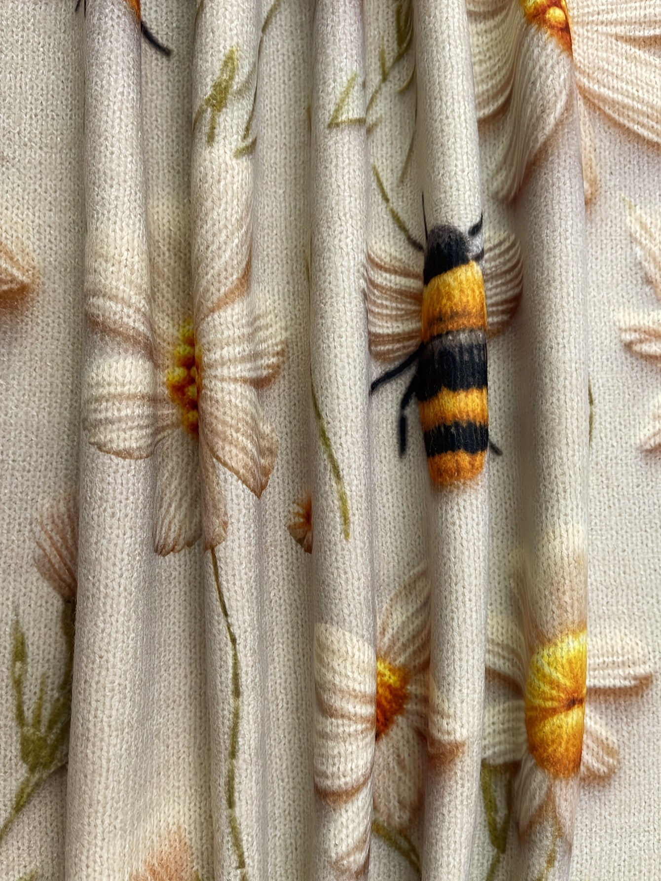 Floral ＆ Bee Pattern Crew Neck Sweater Casual Long Sleeve For Fall & Winter Women's Clothing