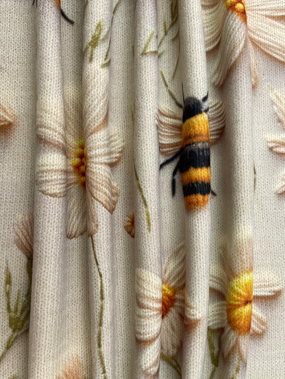 Floral ＆ Bee Pattern Crew Neck Sweater Casual Long Sleeve For Fall & Winter Women's Clothing