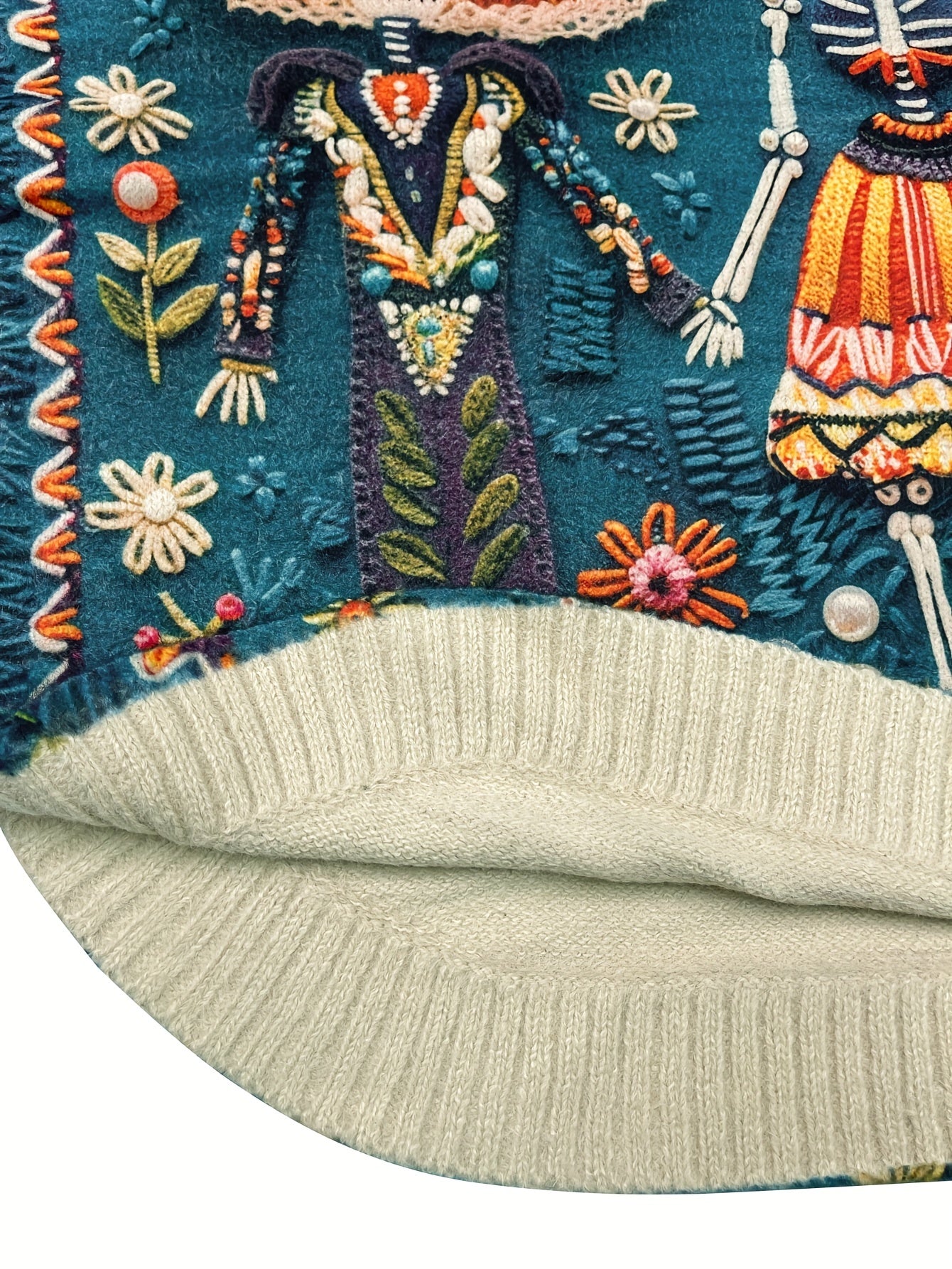 All-Over Print Undead Couple Pattern Thick Casual Crew Neck Long Sleeve Sweater, Round Hem, Women's Clothing