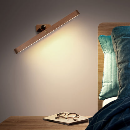 Magnetic Night Light Wall Lamp Wooden Mirror Front Design LED Light Strip Semi-Flush Mount USB Rechargeable