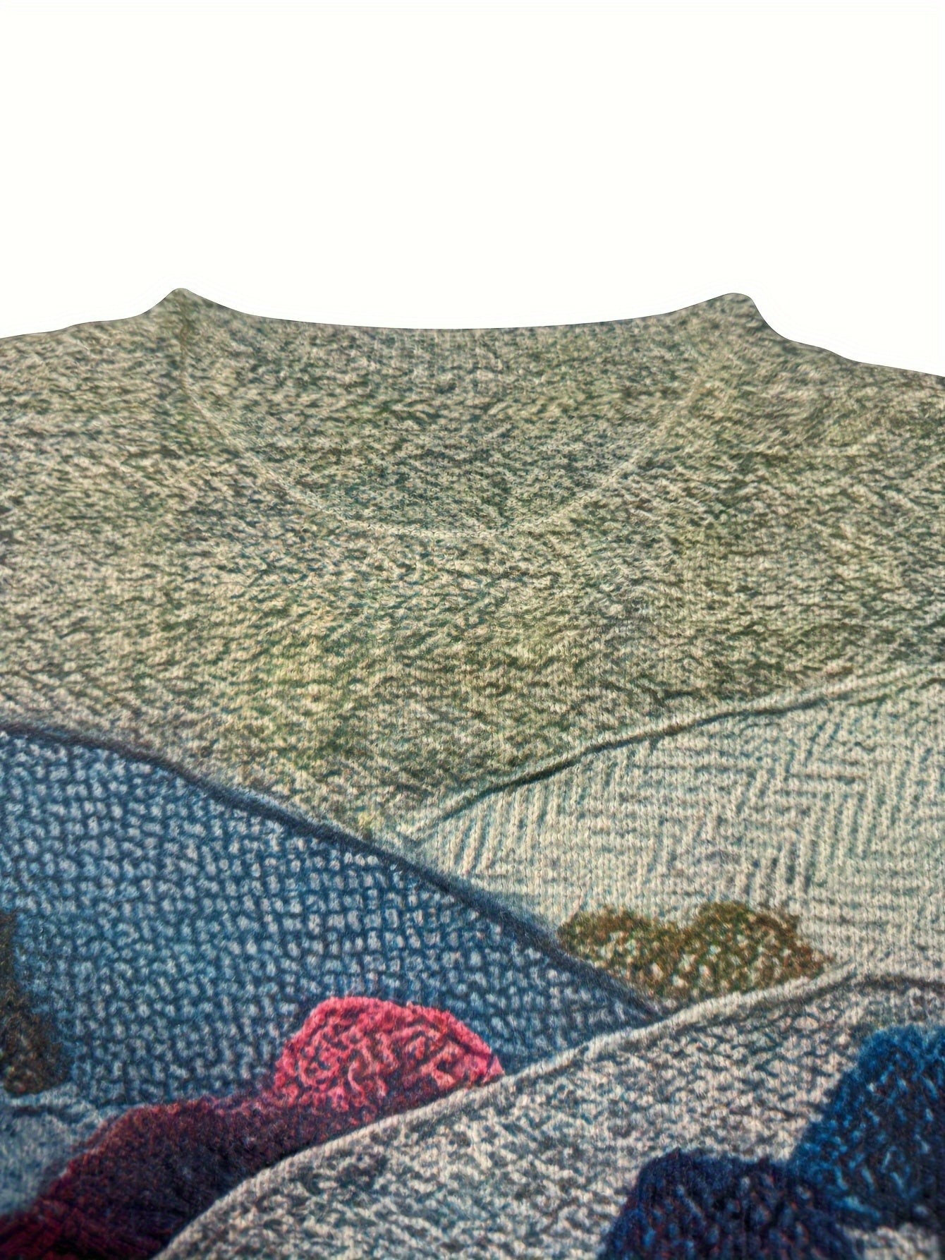 Women's Lightweight Sweater All-Over Pastoral Print with Sheep Long Sleeve Round Neck Pullover Casual Design